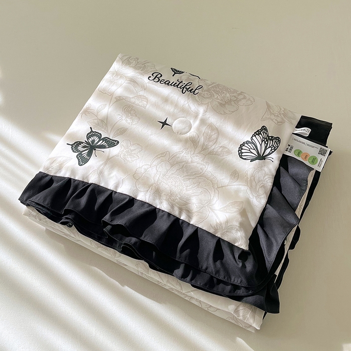 91家纺网 家纺一手货源 找家纺 vip被业 2026新款新疆棉花双层纱皱皱纱法式赫本风韩版小香ins风空调夏被 蝴蝶泉边