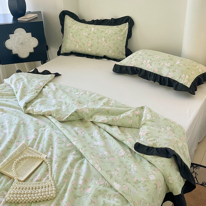 91家纺网 家纺一手货源 找家纺 vip被业 2026新款新疆棉花双层纱皱皱纱法式赫本风韩版小香ins风空调夏被 蓝调时刻