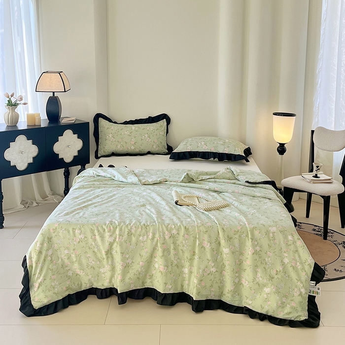 vip被业 2026新款新疆棉花双层纱皱皱纱法式赫本风韩版小香ins风空调夏被 蓝调时刻