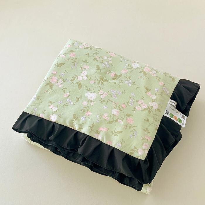 91家纺网 家纺一手货源 找家纺 vip被业 2026新款新疆棉花双层纱皱皱纱法式赫本风韩版小香ins风空调夏被 蓝调时刻