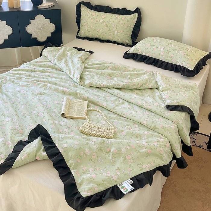 91家纺网 家纺一手货源 找家纺 vip被业 2026新款新疆棉花双层纱皱皱纱法式赫本风韩版小香ins风空调夏被 蓝调时刻