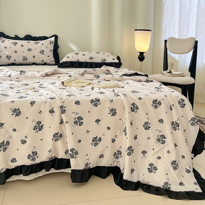 91家纺网 家纺一手货源 找家纺 vip被业 2026新款新疆棉花双层纱皱皱纱法式赫本风韩版小香ins风空调夏被 时间煮雨