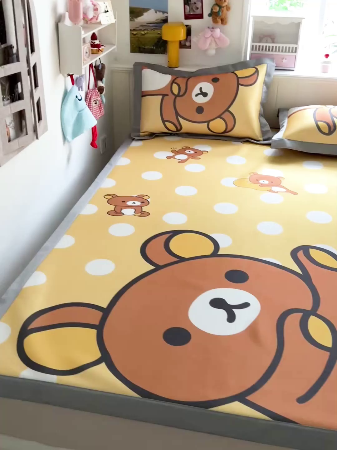 91家纺网 家纺一手货源 找家纺 KT猫直营店 2026新款数码卡通印花凉感冰丝软凉席席子 波点熊-席