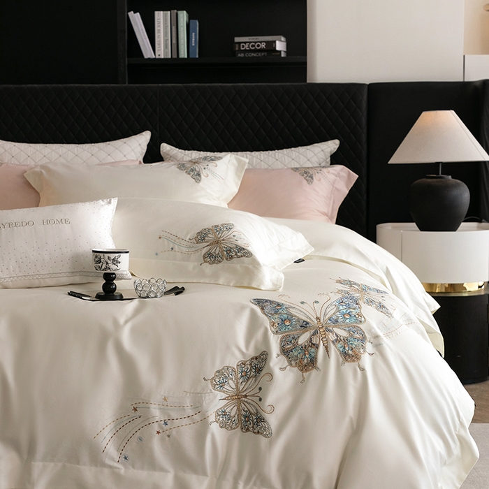 91家纺网 家纺一手货源 找家纺 蕾诺家纺 2026新款100S高奢简约匹马棉系列四件套-棉梦境 棉梦境-月光白