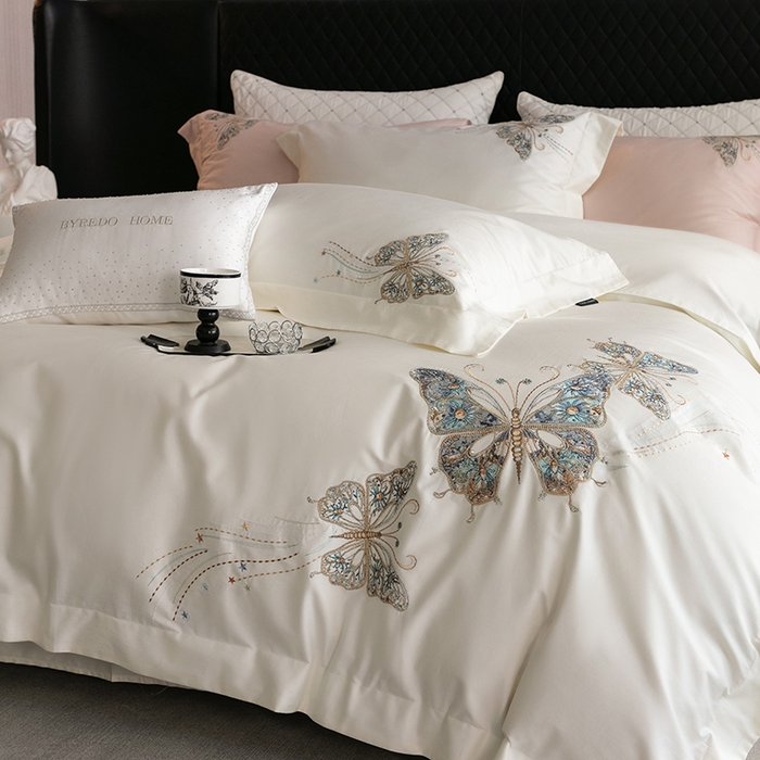 91家纺网 家纺一手货源 找家纺 蕾诺家纺 2026新款100S高奢简约匹马棉系列四件套-棉梦境 棉梦境-月光白