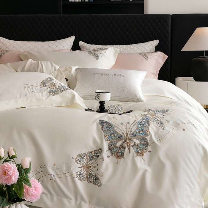 91家纺网 家纺一手货源 找家纺 蕾诺家纺 2026新款100S高奢简约匹马棉系列四件套-棉梦境 棉梦境-月光白