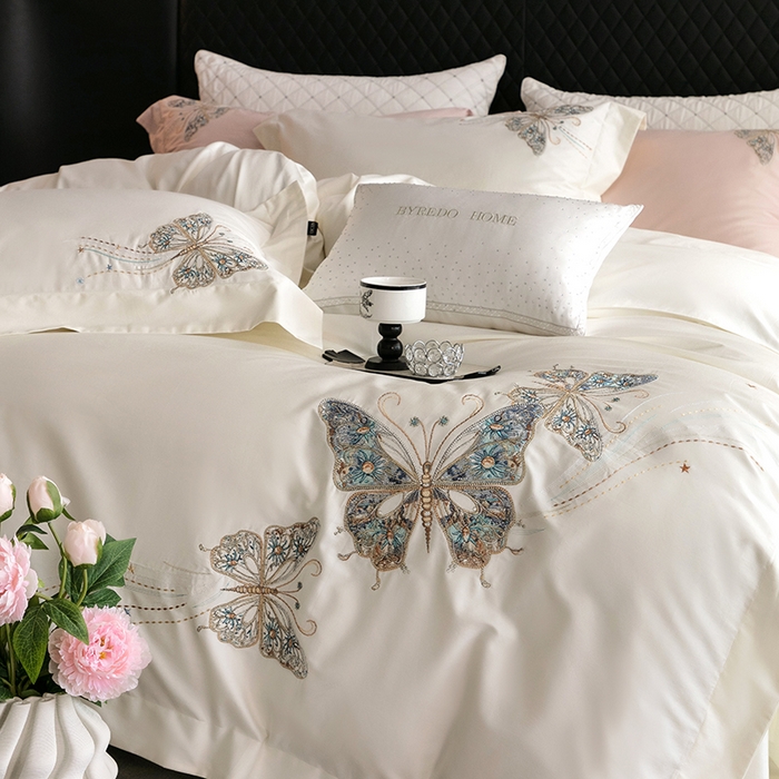 91家纺网 家纺一手货源 找家纺 蕾诺家纺 2026新款100S高奢简约匹马棉系列四件套-棉梦境 棉梦境-月光白