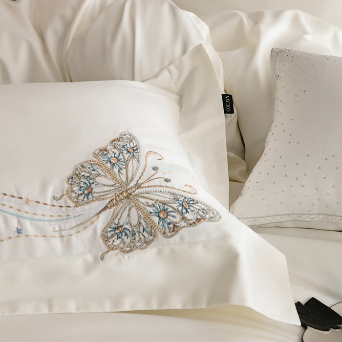 91家纺网 家纺一手货源 找家纺 蕾诺家纺 2026新款100S高奢简约匹马棉系列四件套-棉梦境 棉梦境-月光白