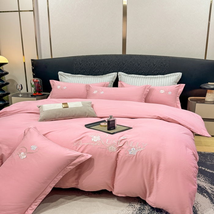 91家纺网 家纺一手货源 找家纺 昊翔家纺 2026全棉纯棉刺绣花四件套40支长绒棉100% 棉礼盒包装 春妍-贵族粉