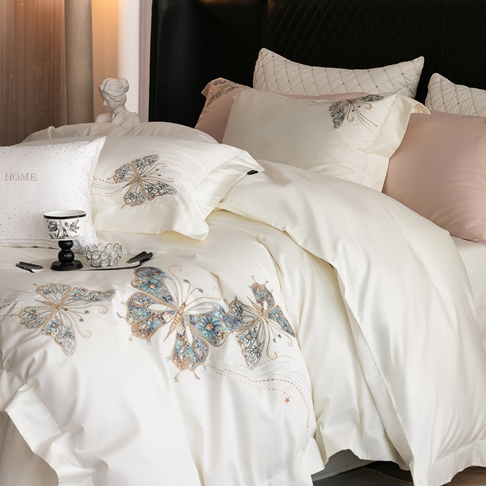 91家纺网 家纺一手货源 找家纺 蕾诺家纺 2026新款100S高奢简约匹马棉系列四件套-棉梦境 棉梦境-月光白