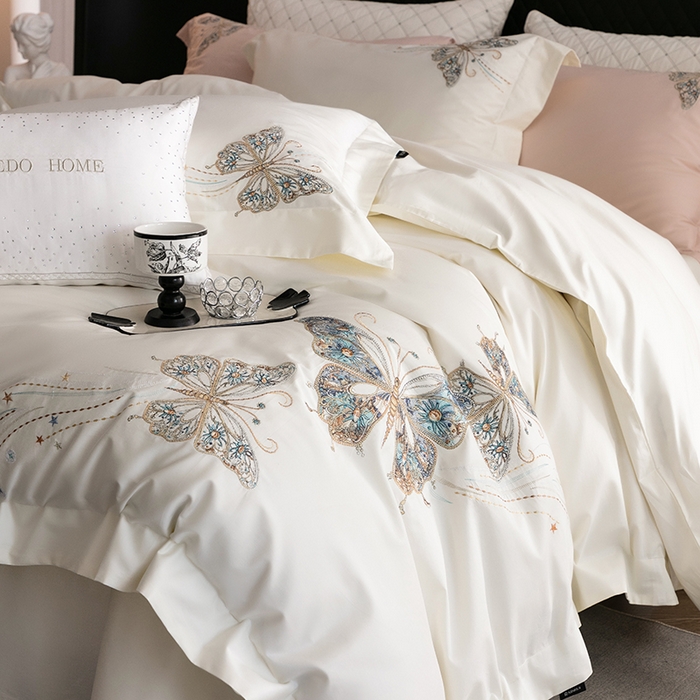 91家纺网 家纺一手货源 找家纺 蕾诺家纺 2026新款100S高奢简约匹马棉系列四件套-棉梦境 棉梦境-月光白