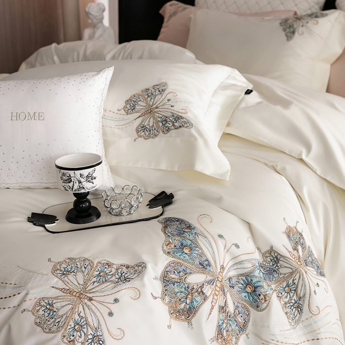 91家纺网 家纺一手货源 找家纺 蕾诺家纺 2026新款100S高奢简约匹马棉系列四件套-棉梦境 棉梦境-月光白