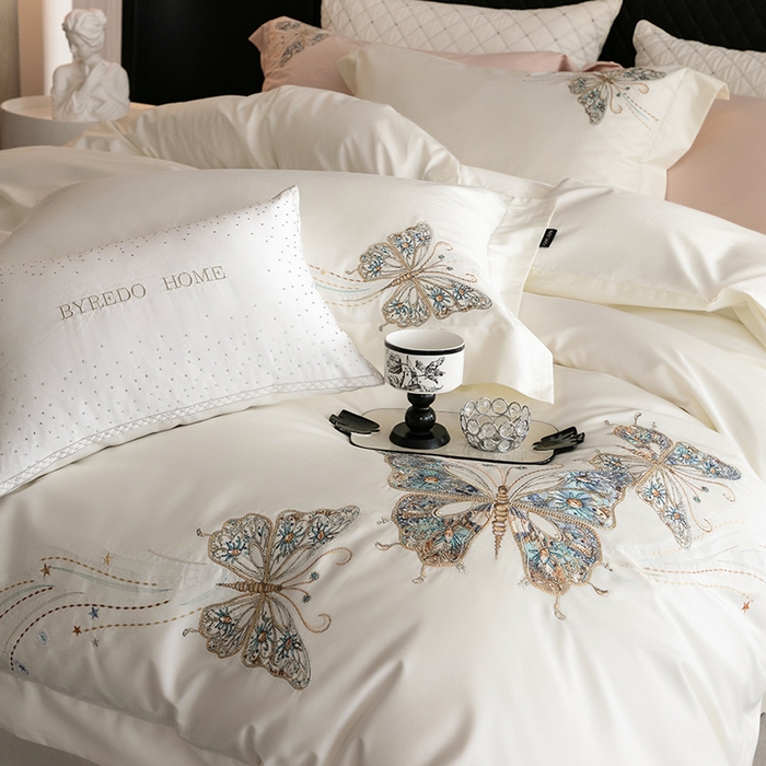 91家纺网 家纺一手货源 找家纺 蕾诺家纺 2026新款100S高奢简约匹马棉系列四件套-棉梦境 棉梦境-月光白