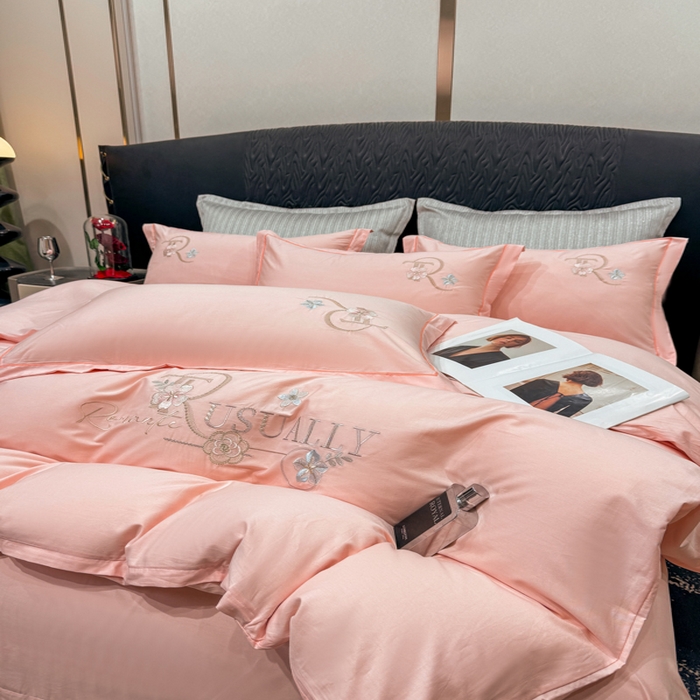 91家纺网 家纺一手货源 找家纺 昊翔家纺 2026全棉纯棉刺绣花四件套40支长绒棉100% 棉礼盒包装 春妍-浅玉