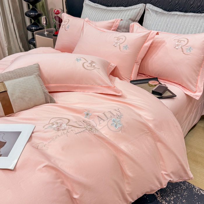 91家纺网 家纺一手货源 找家纺 昊翔家纺 2026全棉纯棉刺绣花四件套40支长绒棉100% 棉礼盒包装 春妍-浅玉