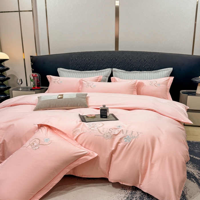 91家纺网 家纺一手货源 找家纺 昊翔家纺 2026全棉纯棉刺绣花四件套40支长绒棉100% 棉礼盒包装 春妍-浅玉