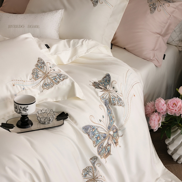 91家纺网 家纺一手货源 找家纺 蕾诺家纺 2026新款100S高奢简约匹马棉系列四件套-棉梦境 棉梦境-月光白