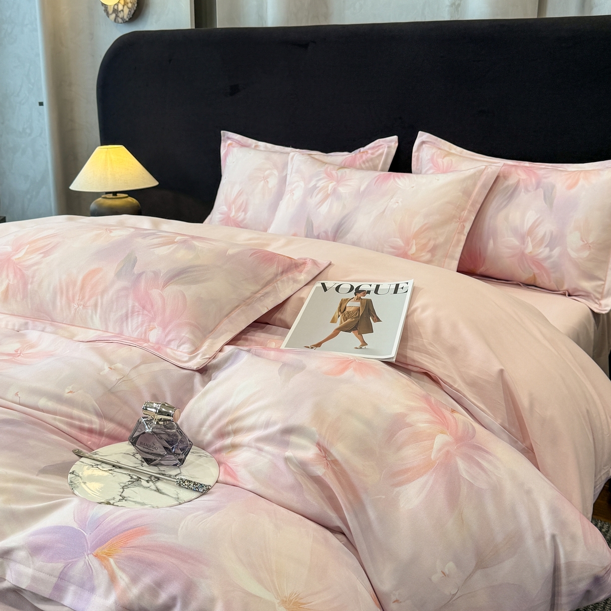 喜四方 2026新款100%全棉60支长绒棉数码印花四件套（控价不低于180）秋季漫想-粉