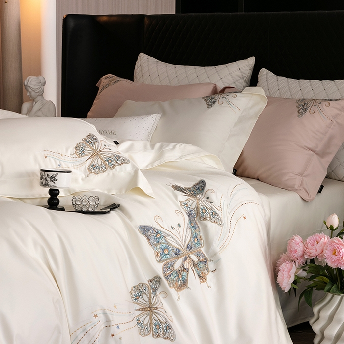 91家纺网 家纺一手货源 找家纺 蕾诺家纺 2026新款100S高奢简约匹马棉系列四件套-棉梦境 棉梦境-月光白