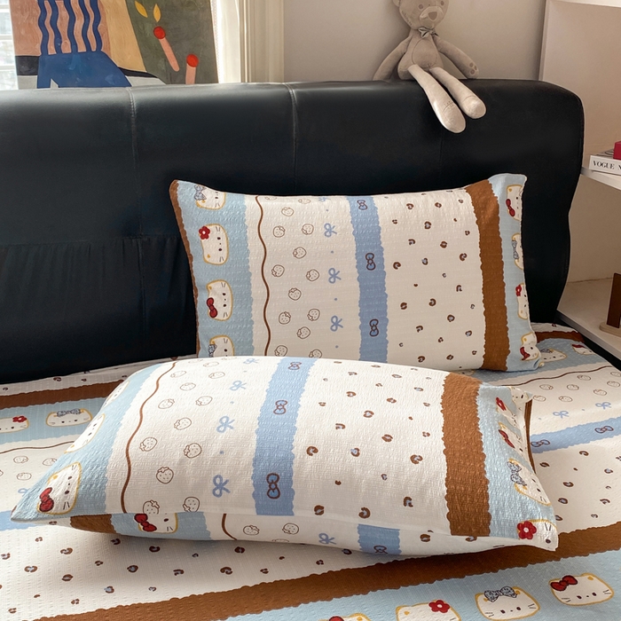 91家纺网 家纺一手货源 找家纺 赛琳 2026新款泡芙纱床笠系列单床笠床笠单件（有买家秀） 可可小猫条