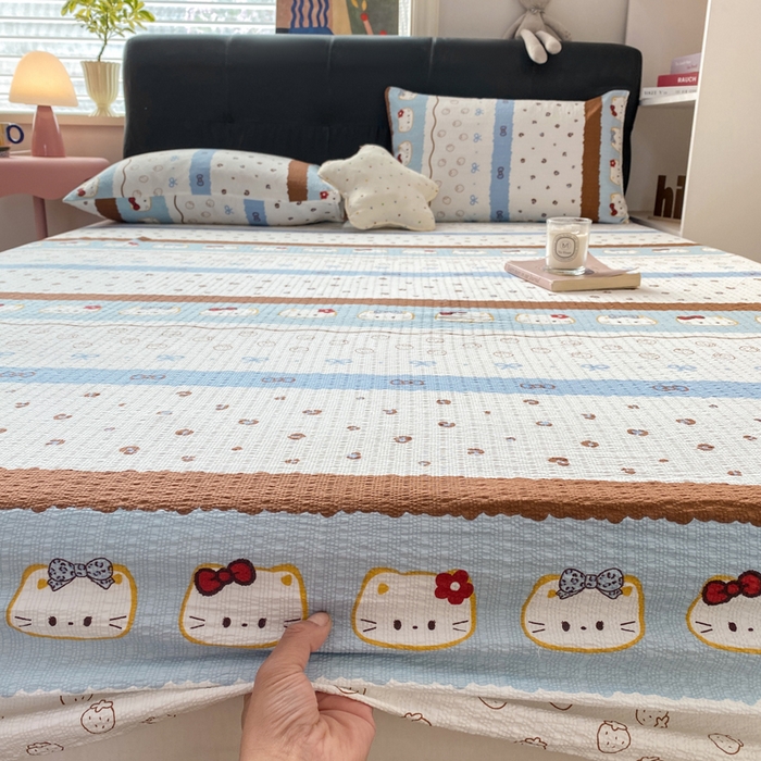 91家纺网 家纺一手货源 找家纺 赛琳 2026新款泡芙纱床笠系列单床笠床笠单件（有买家秀） 可可小猫条