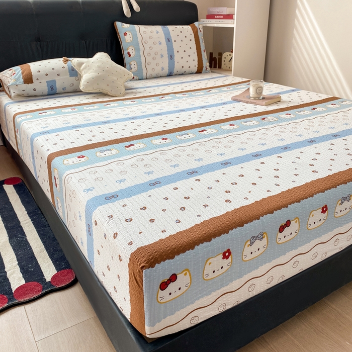 91家纺网 家纺一手货源 找家纺 赛琳 2026新款泡芙纱床笠系列单床笠床笠单件（有买家秀） 可可小猫条