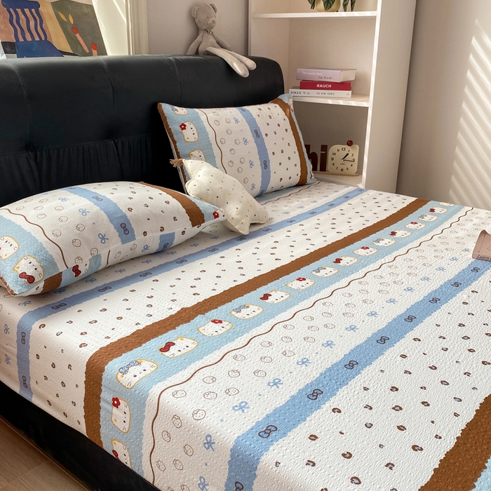 91家纺网 家纺一手货源 找家纺 赛琳 2026新款泡芙纱床笠系列单床笠床笠单件（有买家秀） 可可小猫条