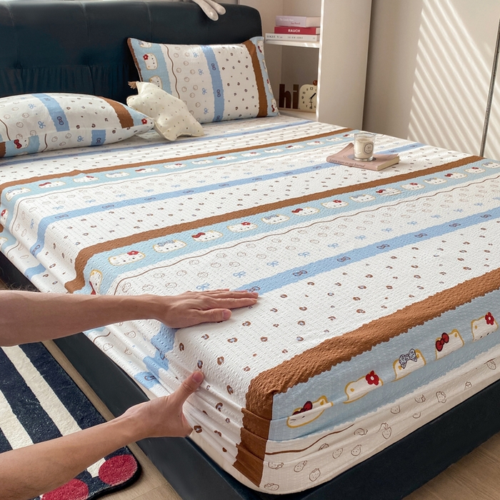 91家纺网 家纺一手货源 找家纺 赛琳 2026新款泡芙纱床笠系列单床笠床笠单件（有买家秀） 可可小猫条