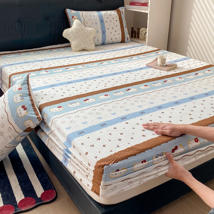 91家纺网 家纺一手货源 找家纺 赛琳 2026新款泡芙纱床笠系列单床笠床笠单件（有买家秀） 可可小猫条