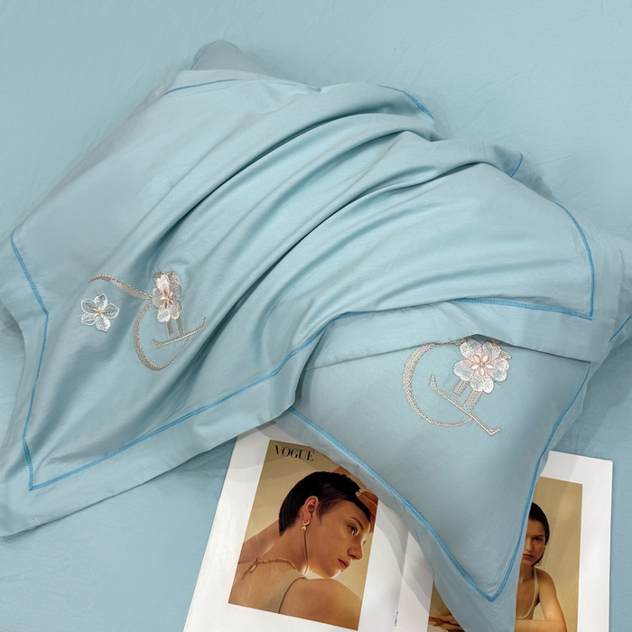 91家纺网 家纺一手货源 找家纺 昊翔家纺 2026全棉纯棉刺绣花四件套40支长绒棉100% 棉礼盒包装 春妍-月光兰