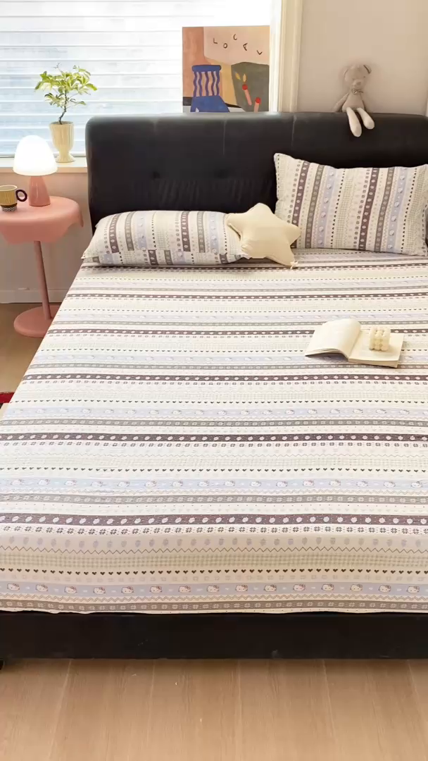 91家纺网 家纺一手货源 找家纺 赛琳 2026新款泡芙纱床笠系列单床笠床笠单件（有买家秀） 可可小猫条