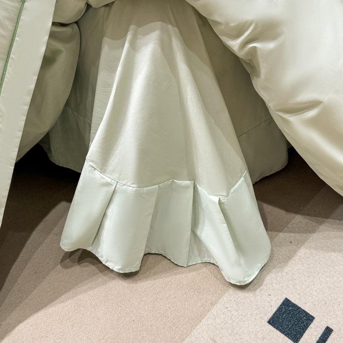 91家纺网 家纺一手货源 找家纺 昊翔家纺 2026全棉纯棉刺绣花四件套40支长绒棉100% 棉礼盒包装 樱桃之恋-青柠绿