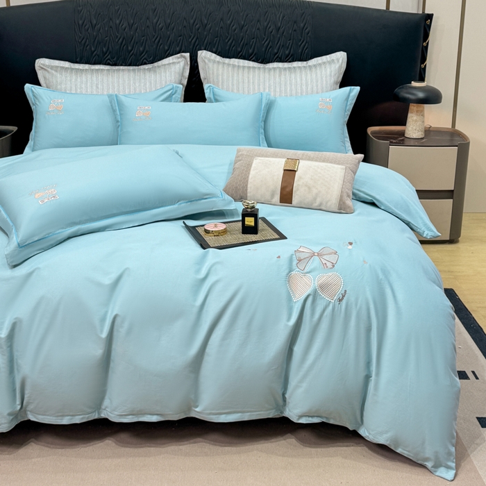 91家纺网 家纺一手货源 找家纺 昊翔家纺 2026全棉纯棉刺绣花四件套40支长绒棉100% 棉礼盒包装 樱桃之恋-幸运兰