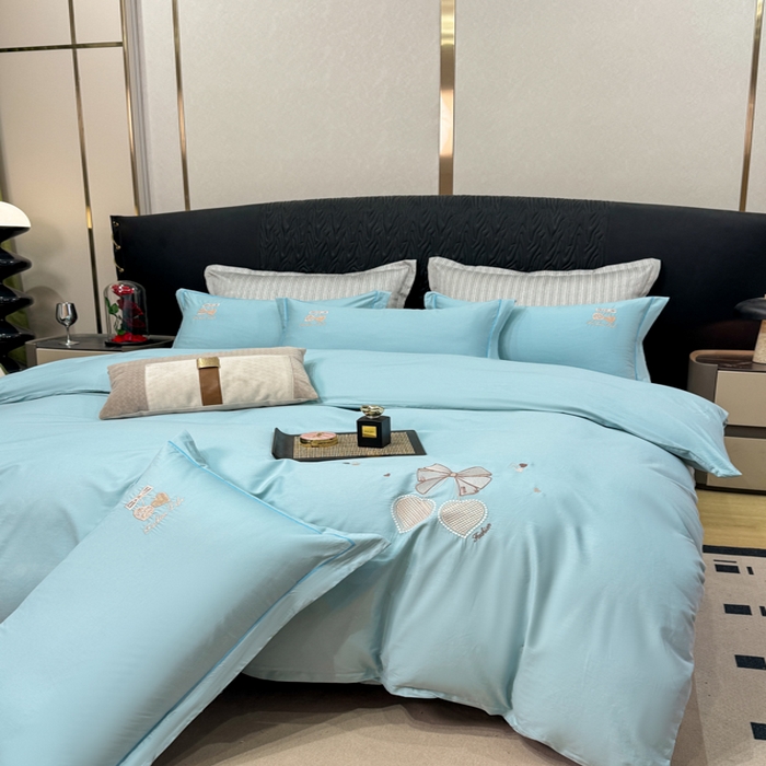 91家纺网 家纺一手货源 找家纺 昊翔家纺 2026全棉纯棉刺绣花四件套40支长绒棉100% 棉礼盒包装 樱桃之恋-幸运兰