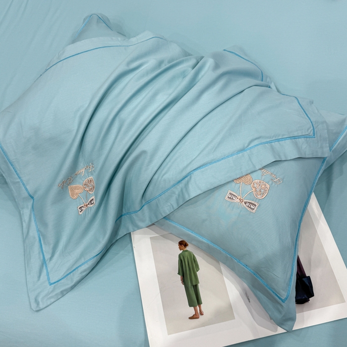 91家纺网 家纺一手货源 找家纺 昊翔家纺 2026全棉纯棉刺绣花四件套40支长绒棉100% 棉礼盒包装 樱桃之恋-幸运兰