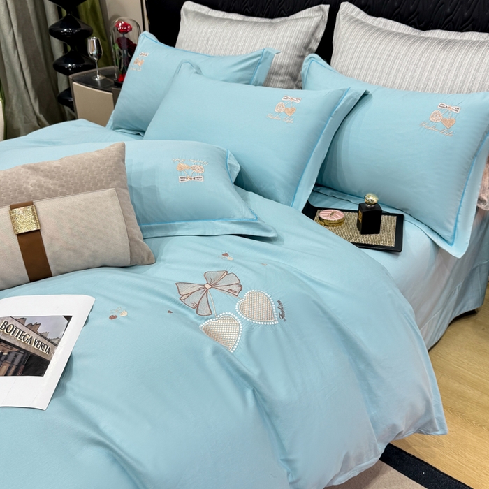 91家纺网 家纺一手货源 找家纺 昊翔家纺 2026全棉纯棉刺绣花四件套40支长绒棉100% 棉礼盒包装 樱桃之恋-幸运兰