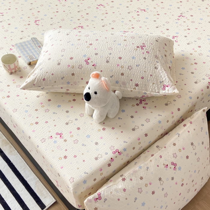 91家纺网 家纺一手货源 找家纺 赛琳 2026新款泡芙纱床笠系列单床笠床笠单件（有买家秀） 躲猫猫