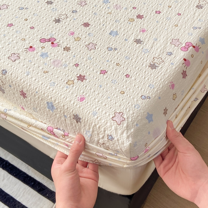 91家纺网 家纺一手货源 找家纺 赛琳 2026新款泡芙纱床笠系列单床笠床笠单件（有买家秀） 躲猫猫