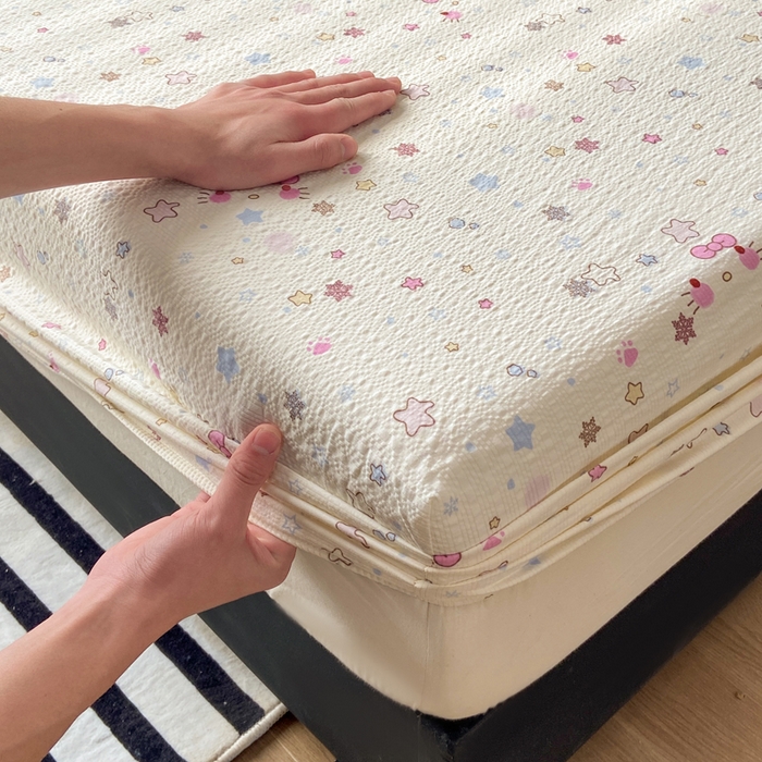 91家纺网 家纺一手货源 找家纺 赛琳 2026新款泡芙纱床笠系列单床笠床笠单件（有买家秀） 躲猫猫