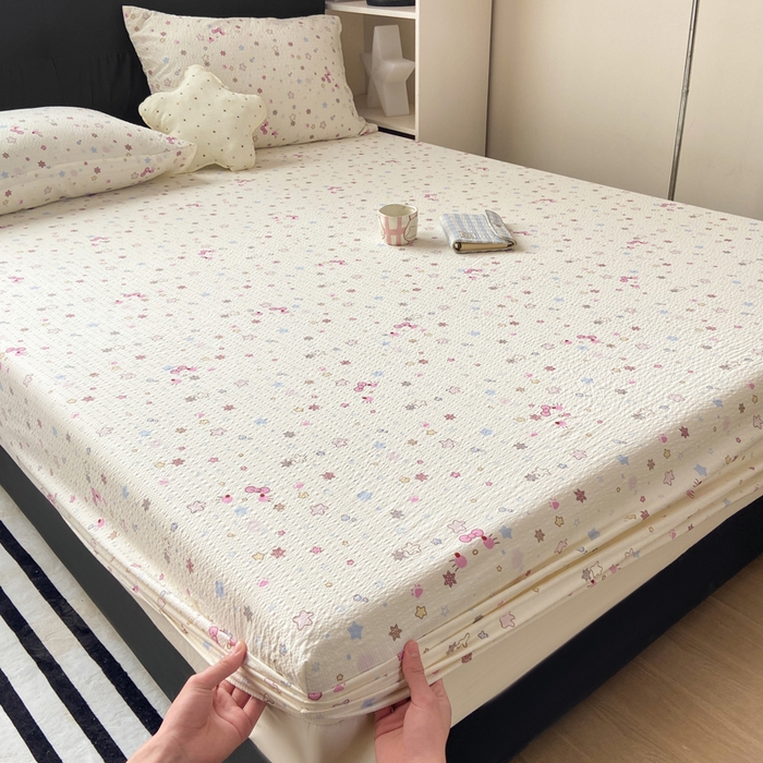 91家纺网 家纺一手货源 找家纺 赛琳 2026新款泡芙纱床笠系列单床笠床笠单件（有买家秀） 躲猫猫