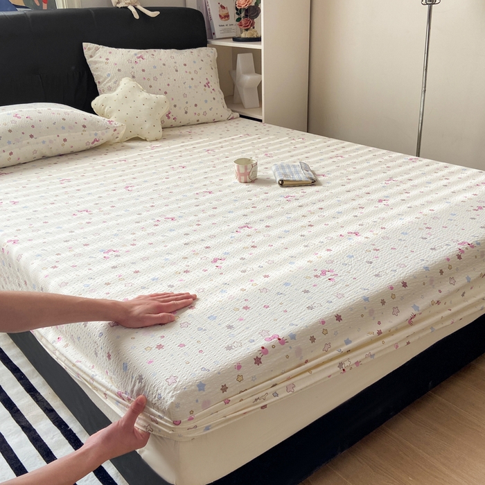 91家纺网 家纺一手货源 找家纺 赛琳 2026新款泡芙纱床笠系列单床笠床笠单件（有买家秀） 躲猫猫