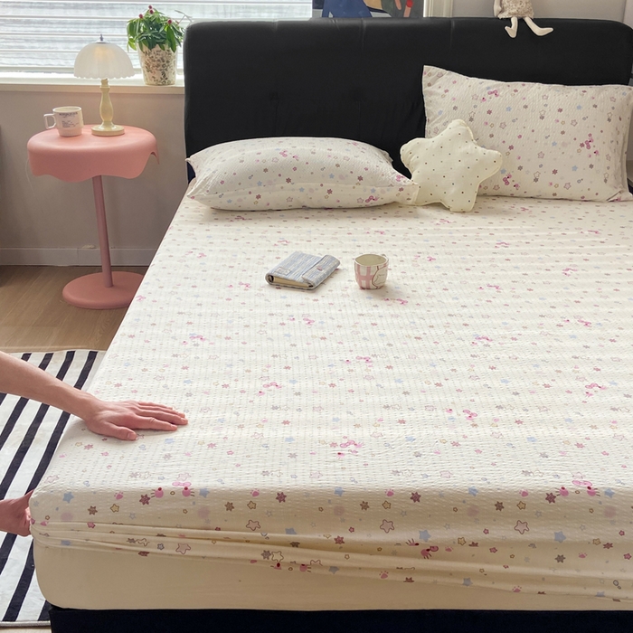 91家纺网 家纺一手货源 找家纺 赛琳 2026新款泡芙纱床笠系列单床笠床笠单件（有买家秀） 躲猫猫