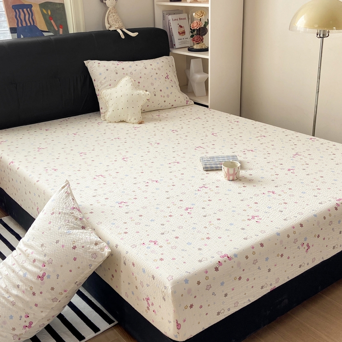 91家纺网 家纺一手货源 找家纺 赛琳 2026新款泡芙纱床笠系列单床笠床笠单件（有买家秀） 躲猫猫