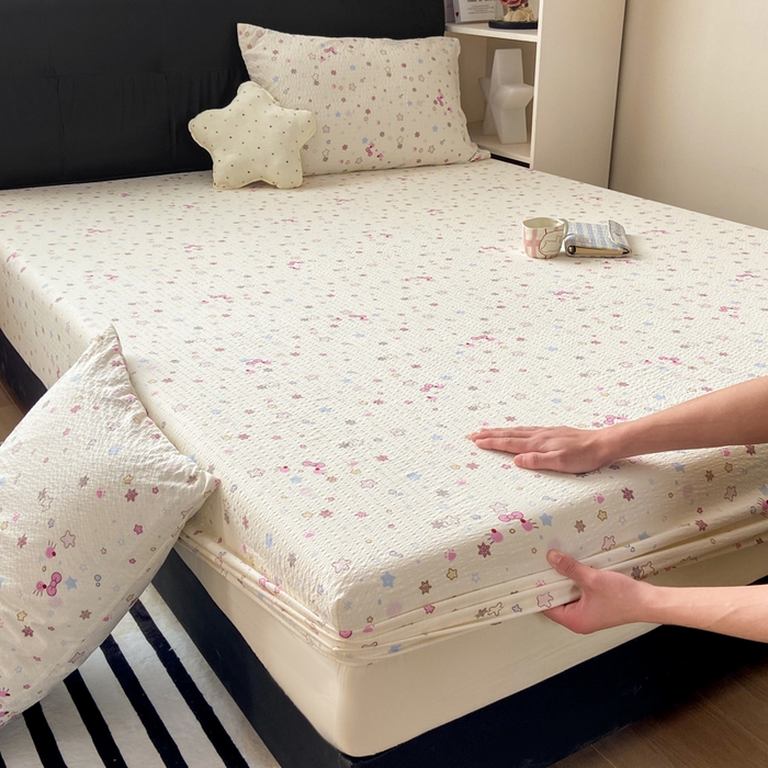 91家纺网 家纺一手货源 找家纺 赛琳 2026新款泡芙纱床笠系列单床笠床笠单件（有买家秀） 躲猫猫