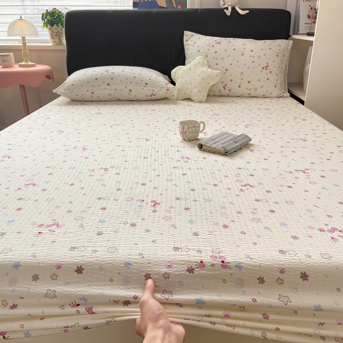 91家纺网 家纺一手货源 找家纺 赛琳 2026新款泡芙纱床笠系列单床笠床笠单件（有买家秀） 躲猫猫