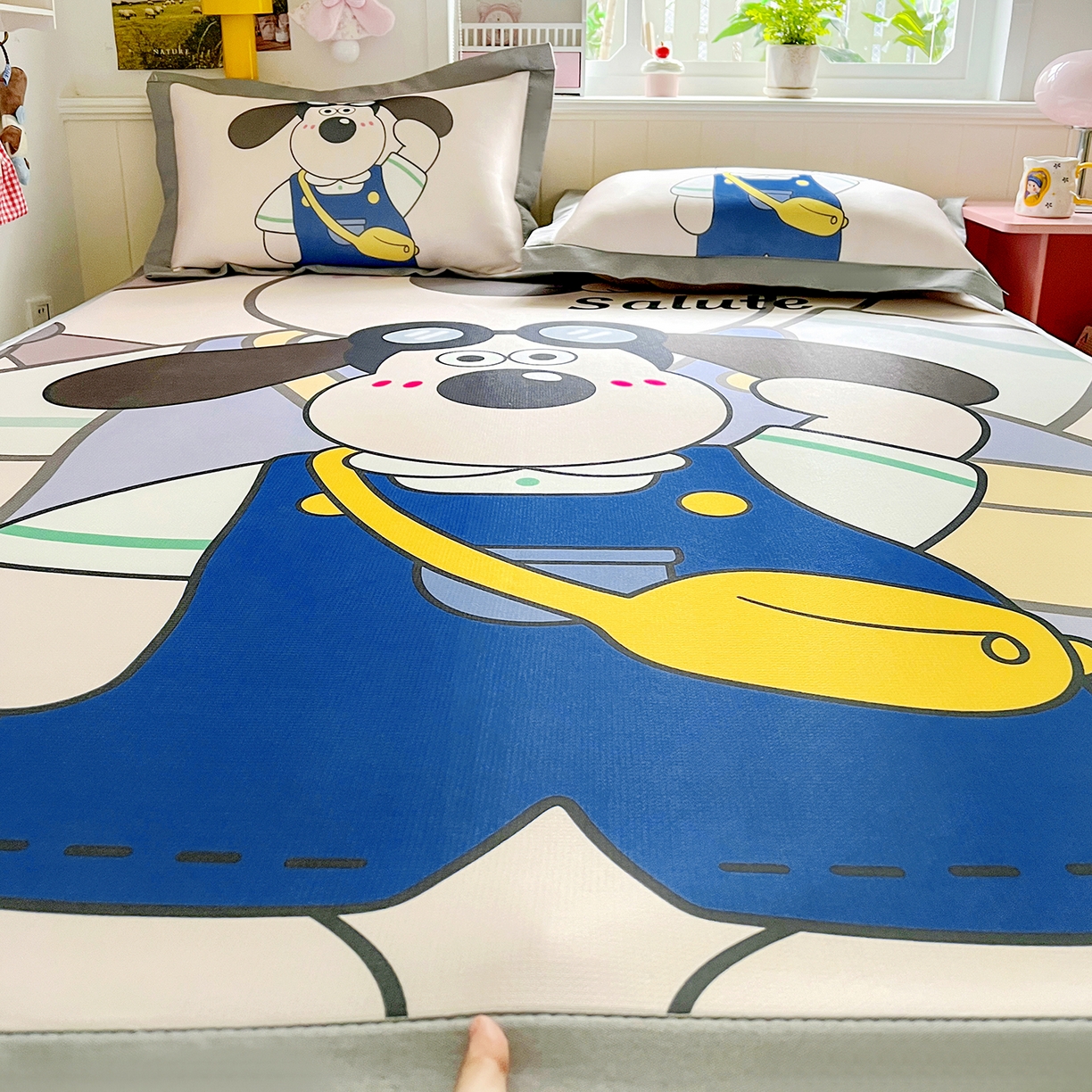 KT猫直营店 2026新款数码卡通印花凉感冰丝软凉席席子 飞行汪-席