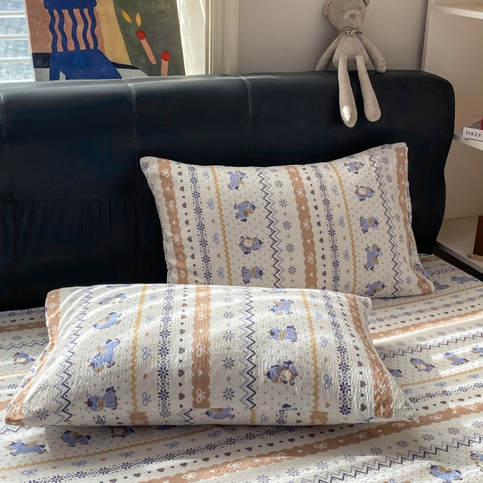 91家纺网 家纺一手货源 找家纺 赛琳 2026新款泡芙纱床笠系列单床笠床笠单件（有买家秀） 费尔岛木马