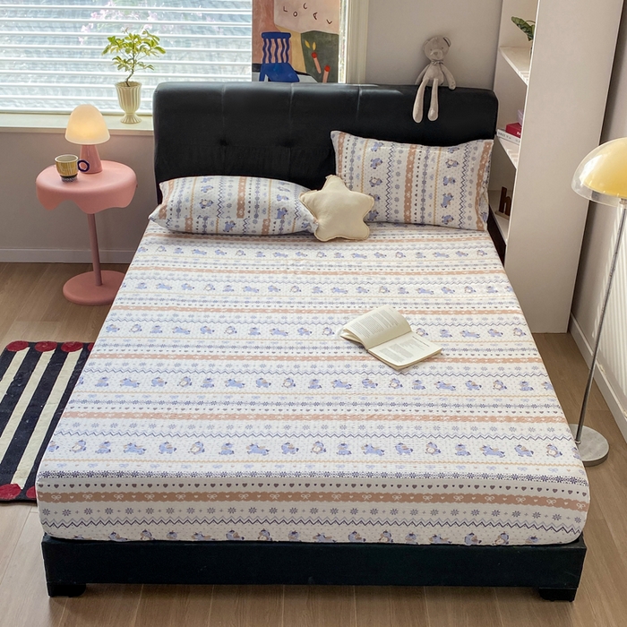 91家纺网 家纺一手货源 找家纺 赛琳 2026新款泡芙纱床笠系列单床笠床笠单件（有买家秀） 费尔岛木马