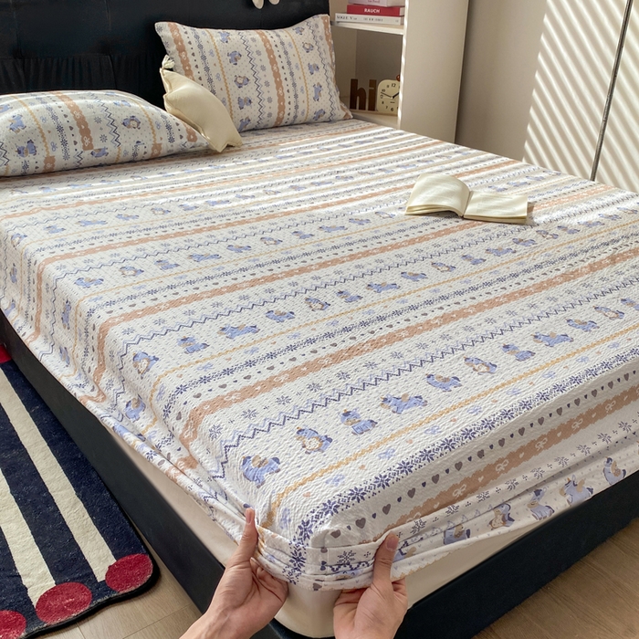 91家纺网 家纺一手货源 找家纺 赛琳 2026新款泡芙纱床笠系列单床笠床笠单件（有买家秀） 费尔岛木马