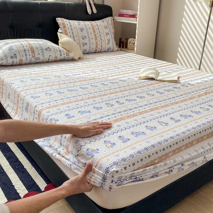 91家纺网 家纺一手货源 找家纺 赛琳 2026新款泡芙纱床笠系列单床笠床笠单件（有买家秀） 费尔岛木马